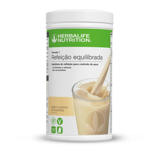 Embalagem de Fórmula 1 Herbalife sabor Creme de Baunilha.